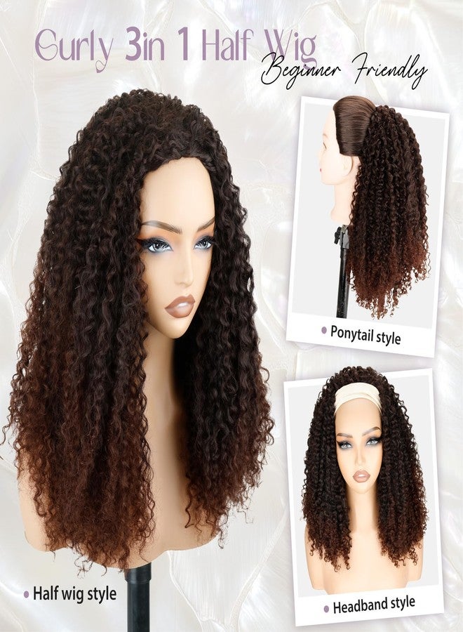 NOSTALGIA Half Wig Kinky Curly Flexi-Fit Invisi 3 in 1 Wigs Flip Drawstring Wig Glueless Synthetic With Natural Density Ready to Go Headband Wig for Women 16Inches(Black Mix Dark Brown 1B/33) - Image 2